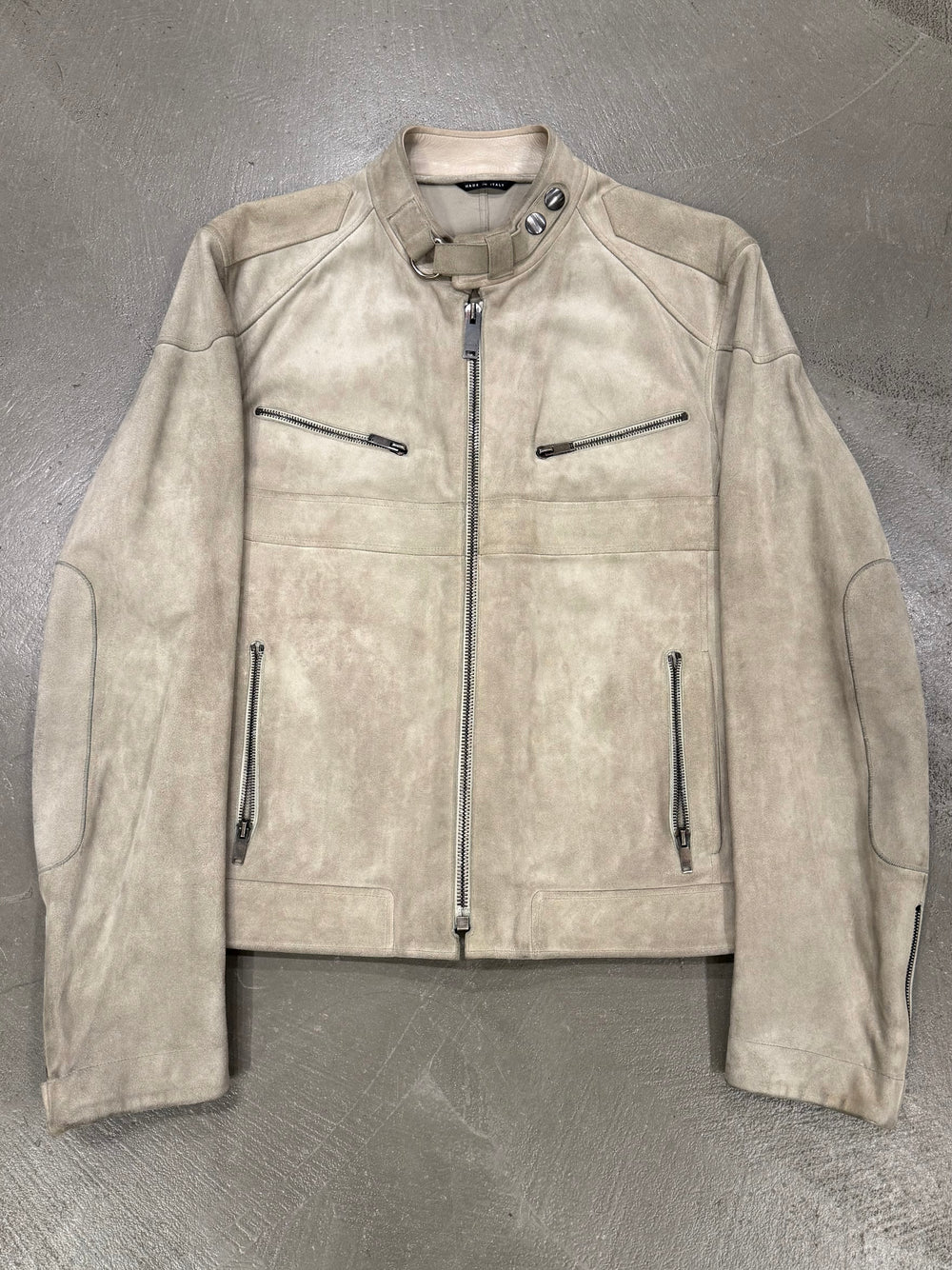 2004 Gucci by Tom Ford suede cafe racer biker leather jacket