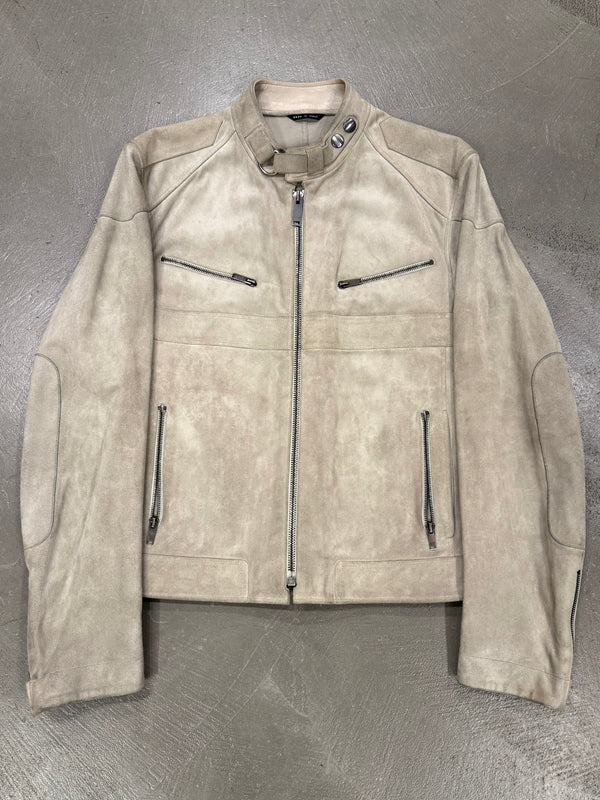 2004 Gucci by Tom Ford suede cafe racer biker leather jacket