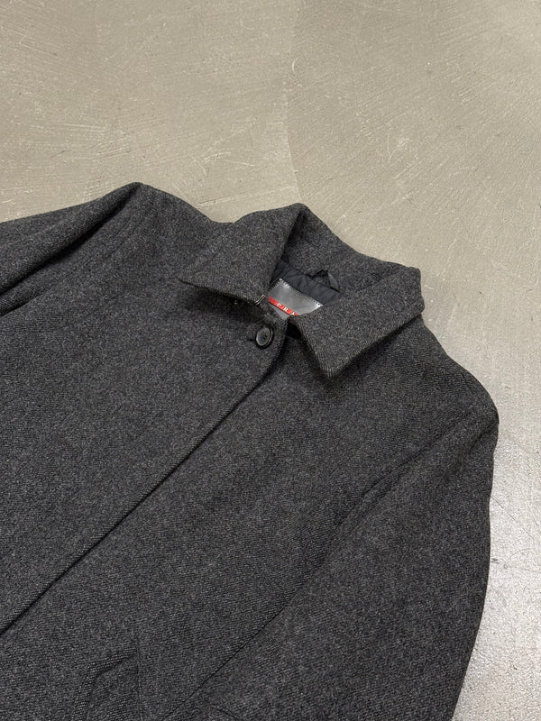 2000s Prada single breasted long wool coat