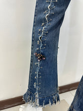 Load image into Gallery viewer, S/S 2001 Dolce &amp; Gabbana safety pin punk jeans with broches
