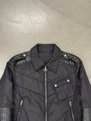2000s Gucci nylon puffer jacket with leather details
