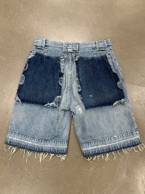 2010s Kapital distressed patchwork denim shorts