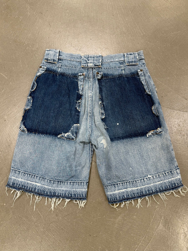 2010s Kapital distressed patchwork denim shorts