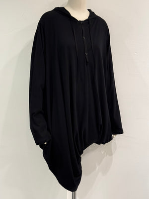 2010s Yohji Yamamoto asymmetrical draped hoodie shirt