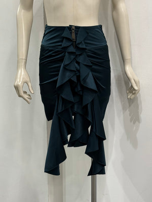 2017 Saint Laurent asymmetric draped ruffle skirt