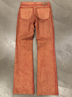 2000s Roberto Cavalli red metallic jeans