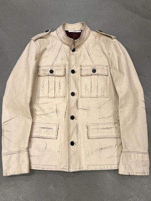 S/S2001 Yves Saint Laurent by Tom Ford M-65 distressed military leather jacket