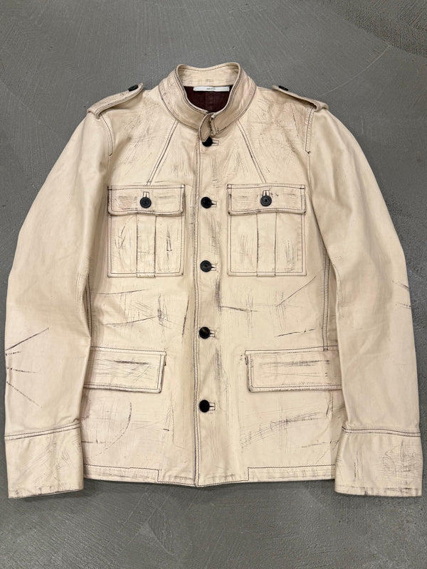 S/S2001 Yves Saint Laurent by Tom Ford M-65 distressed military leather jacket