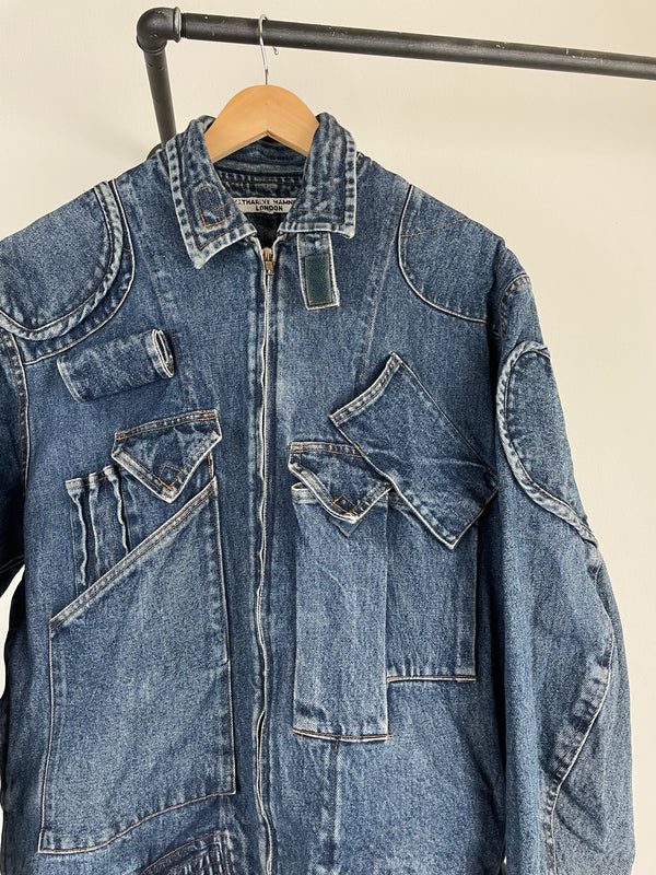 1986 Katharine Hamnett cargo bomber denim jacket