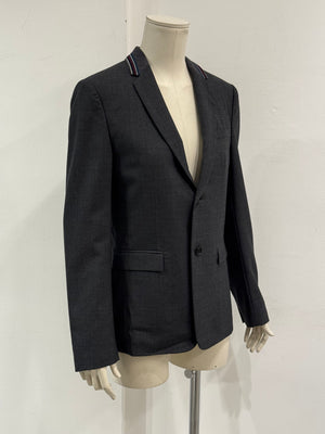 2010s Dior slim-fit tailored blazer with contrast striped collar
