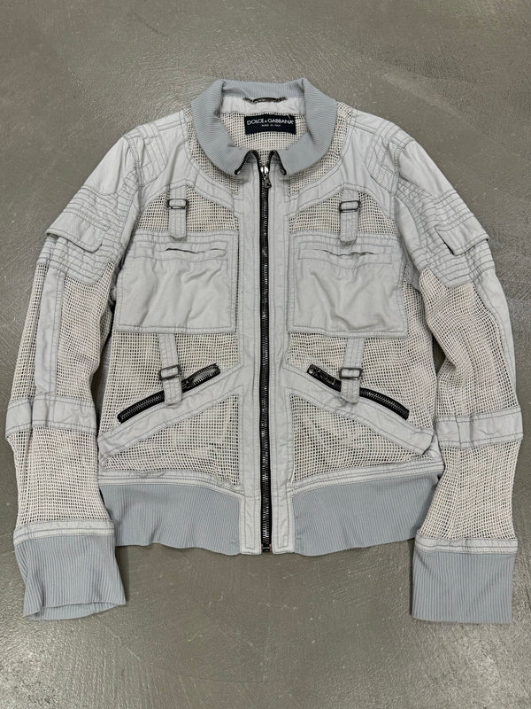 S/S 2004 Dolce & Gabbana grey mesh bomber jacket