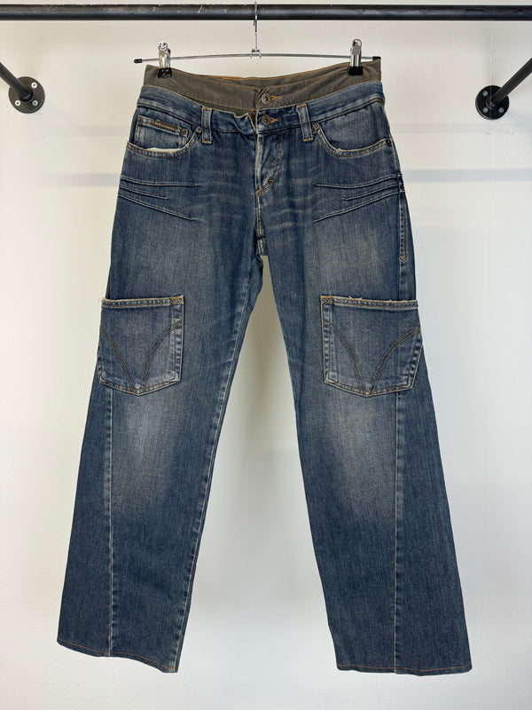 AW2003 D&G double waisted asymmetrical pockets jeans