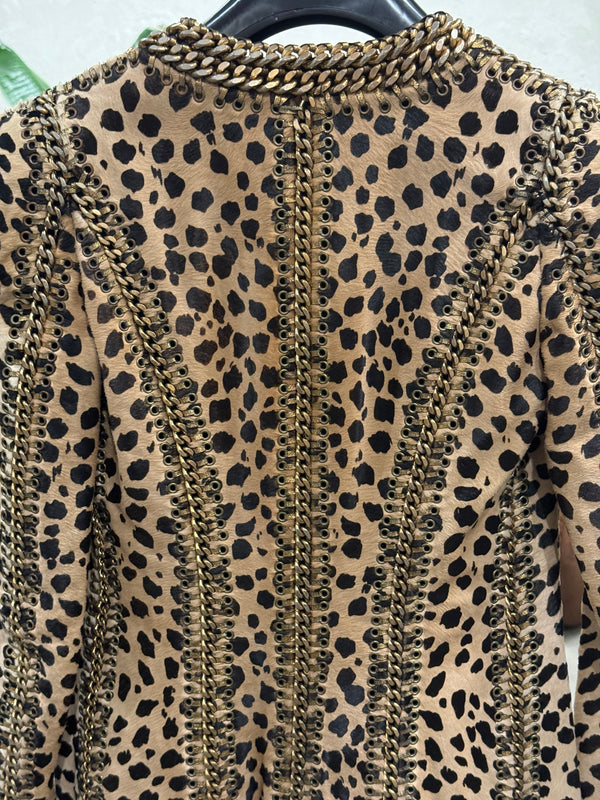 A/W2010 Balmain by Christophe Decarnin leopard pony hair metal chain jacket