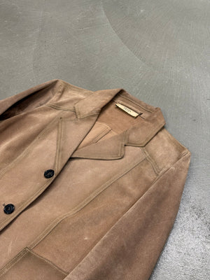 2000s Prada paneled western suede leather blazer