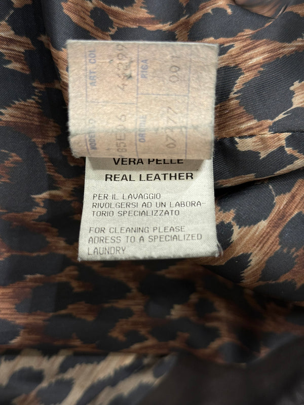 2001 Dolce & Gabbana cropped leather jacket with velvet panel inserts