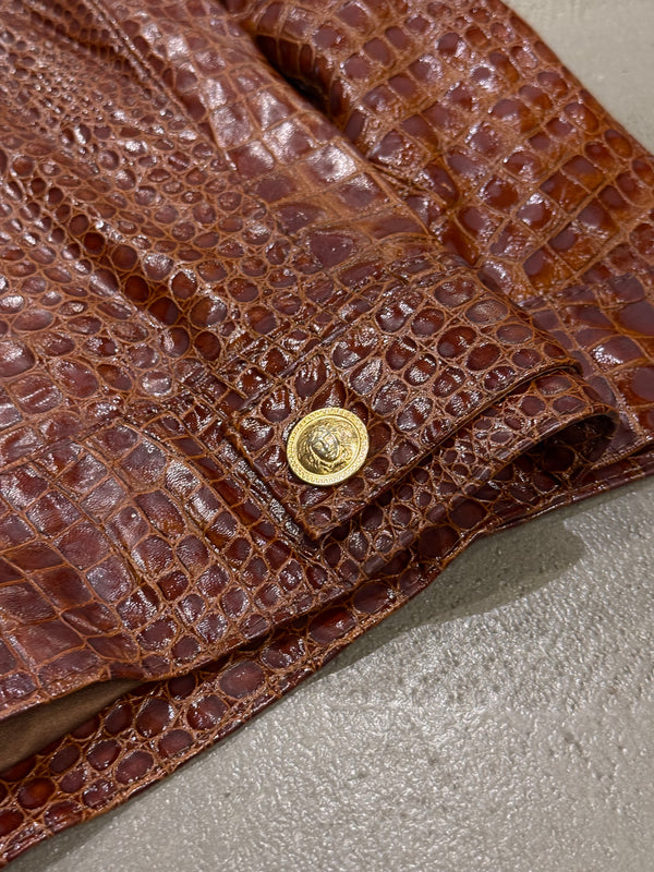 1990s Gianni Versace embossed crocodile leather jacket
