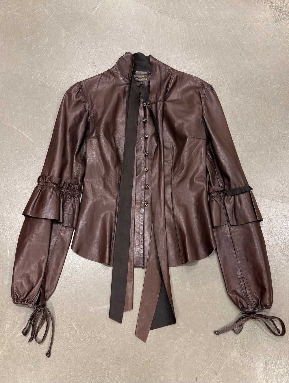 2000s Roberto Cavalli Tie leather jacket