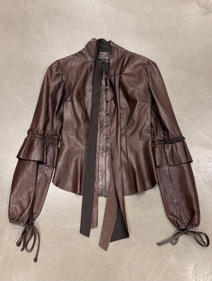 2000s Roberto Cavalli Tie leather jacket