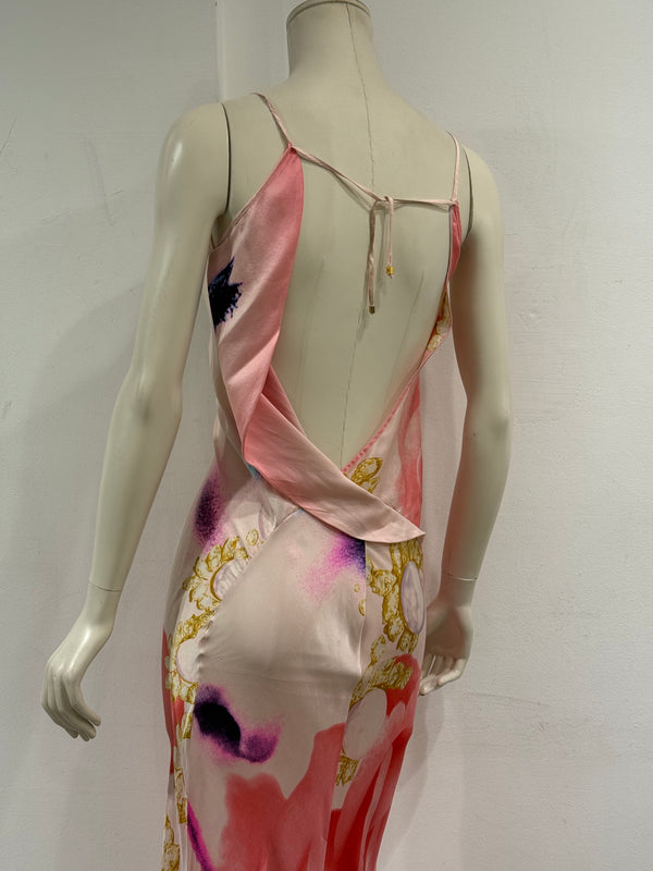 S/S2001 Roberto Cavalli Elizabeth Taylor eye silk maxi dress