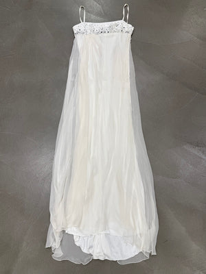 2000s Gianni Versace mainline beaded ivory long dress