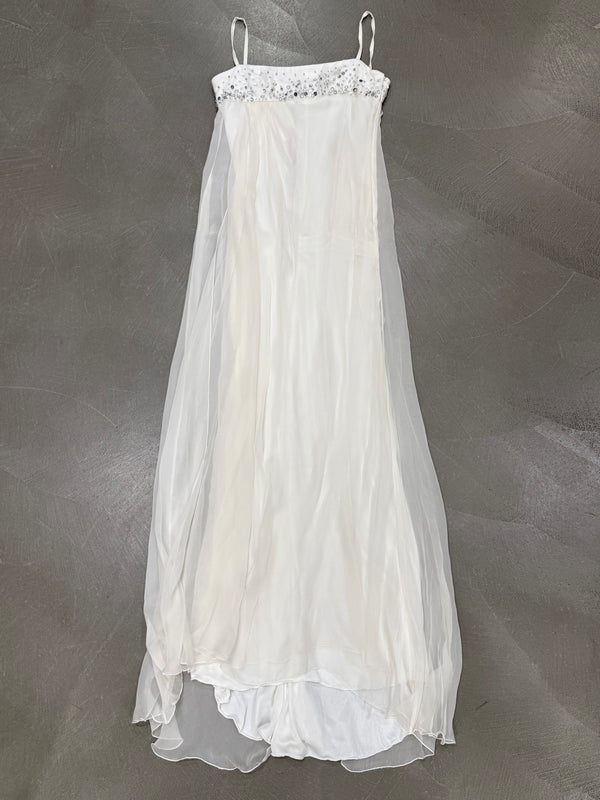 2000s Gianni Versace mainline beaded ivory long dress