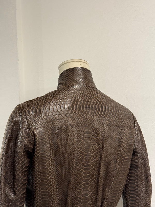 2000s Yves Saint Laurent python skin bomber jacket