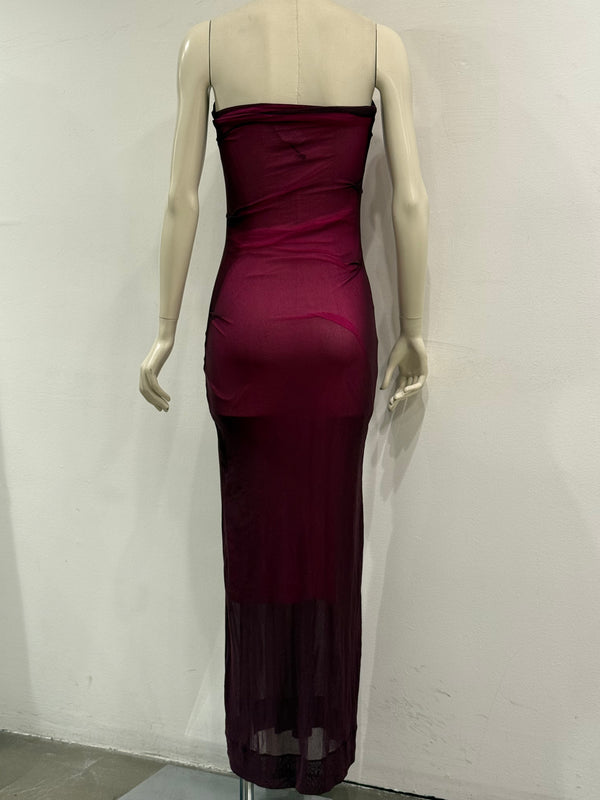 2000s Plein Sud bodycon strapless two-tone tube maxi dress