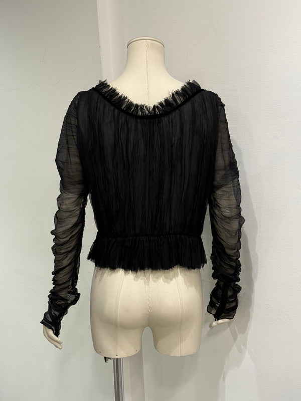 A/W2002 Alexander McQueen runway sheer silk peplum top