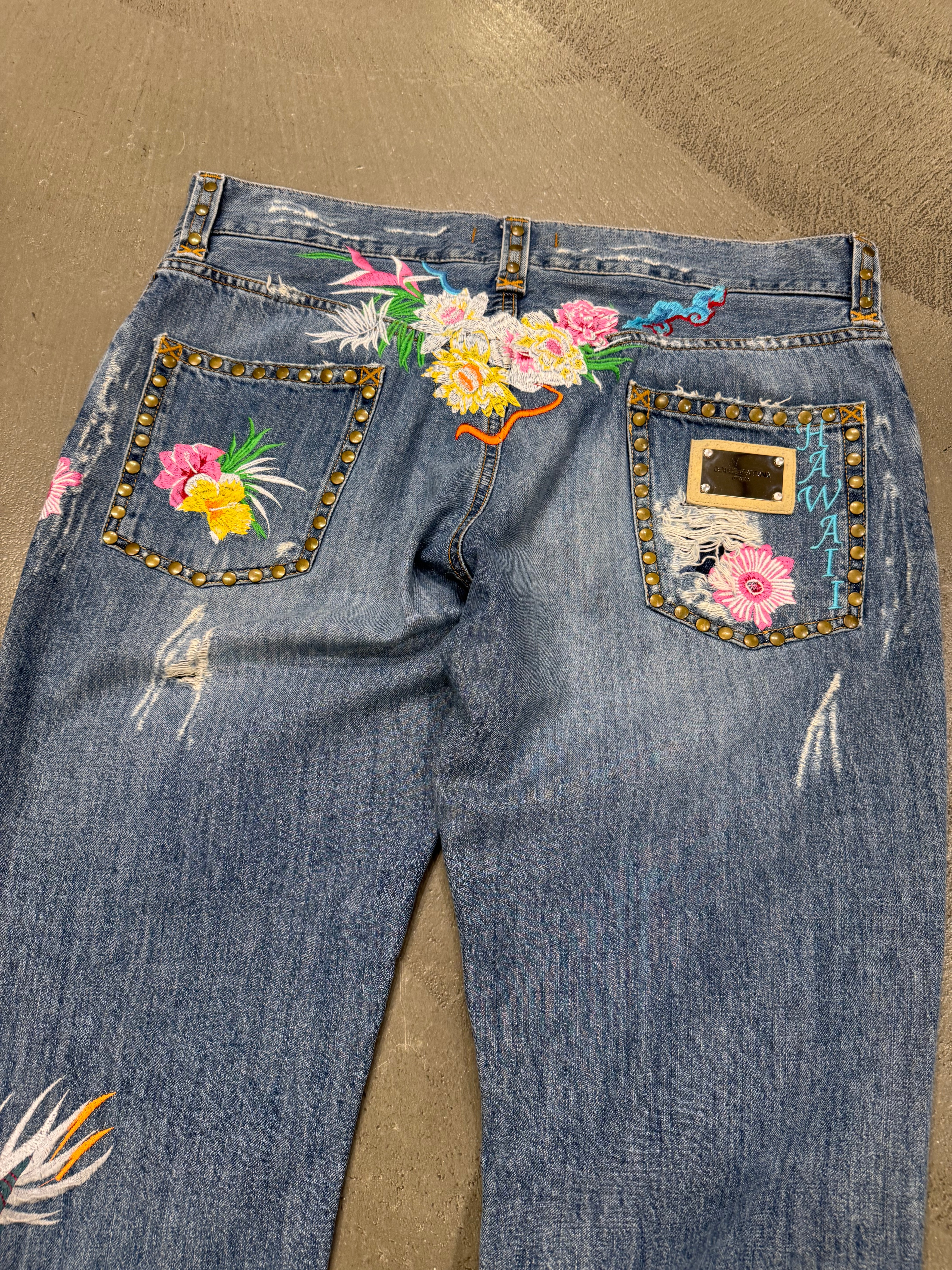 激レア! Dolce&Gabbanaドラゴン　花刺繍デニム　スタッズ　Y2K S 激レア! Dolce&Gabbanaドラゴン花刺繍デニムスタッズY2K S 【公式通販】