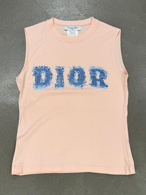 2003 Christian Dior by Galliano denim logo tank top