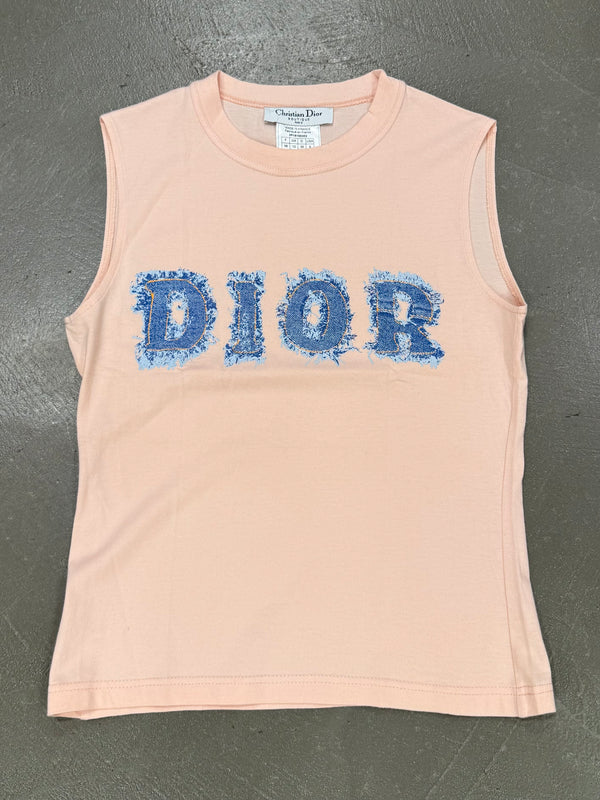 2003 Christian Dior by Galliano denim logo tank top