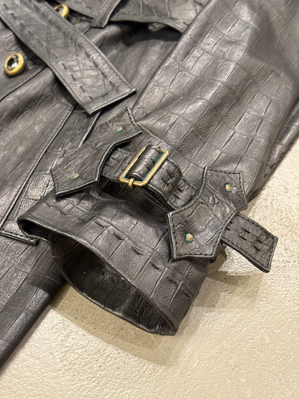 2000s Cavalli heavy leather coat