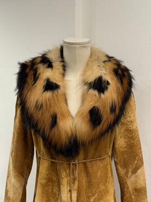 A/W2002 Roberto Cavalli fox fur distressed leather long coat