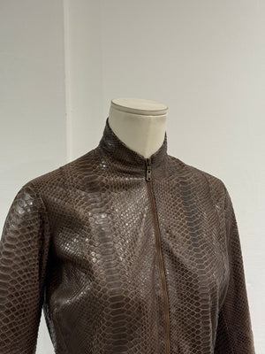 2000s Yves Saint Laurent python skin bomber jacket