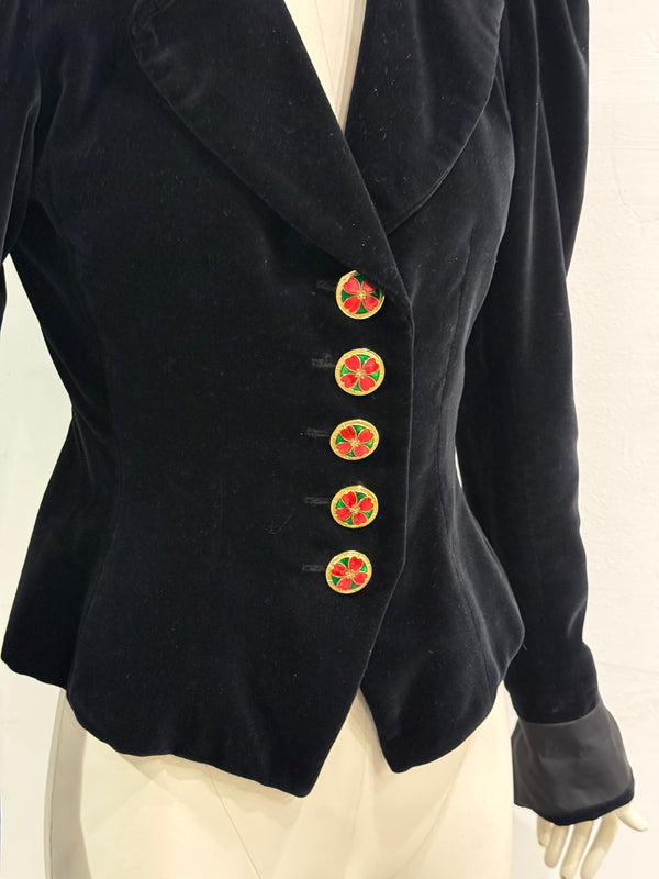 A/W1992 Yves Saint Laurent runway jewel button velvet blazer
