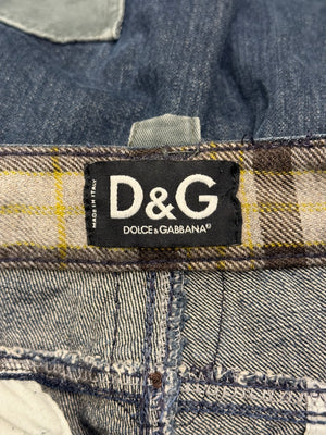 2000s Dolce & Gabbana patchwork multi-pocket cargo jeans