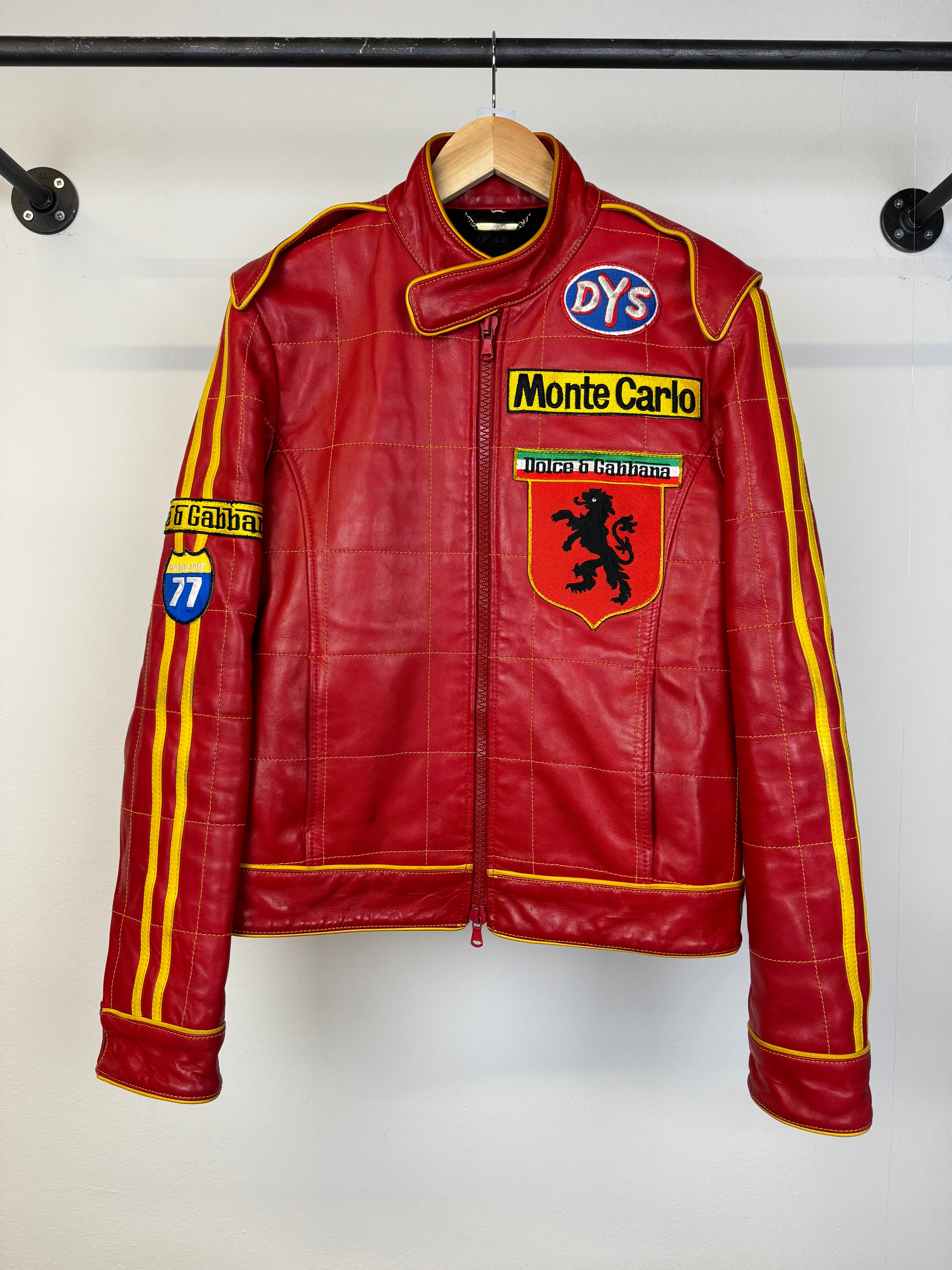 SS2001 Dolce & Gabbana “Monte Carlo” F1 red biker leather jacket
