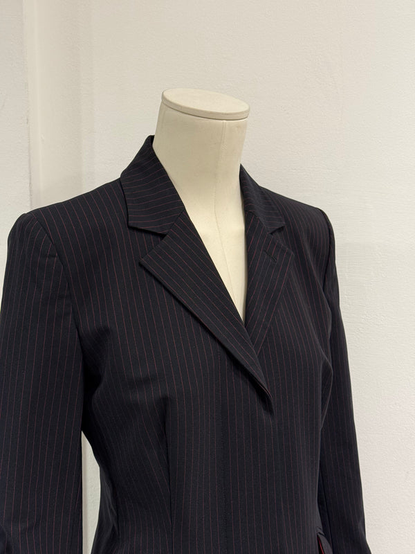 A/W1998 Alexander McQueen “Joan” pinstripe long tailored coat
