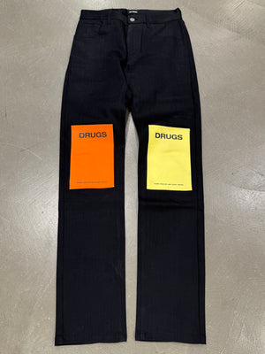 A/W2018/2019 Raf Simons drugs patchwork black coated denim
