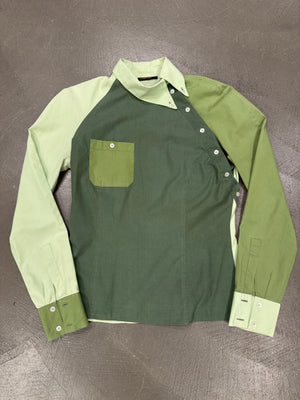 1990s Alexander McQueen asymmetrical color block shirt