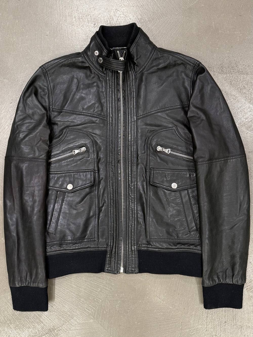 2000s Dolce & Gabbana cargo leather bomber jacket