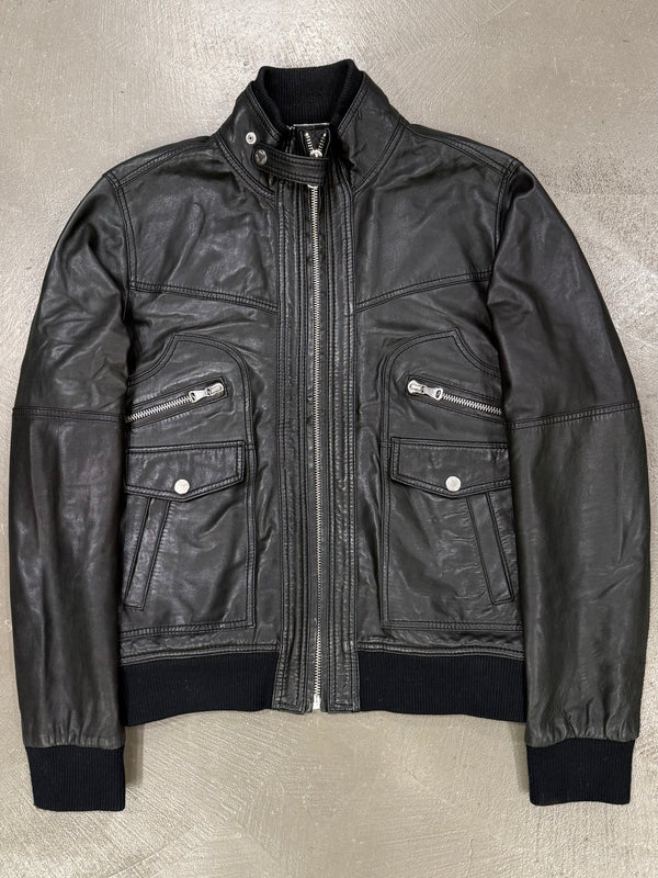 2000s Dolce & Gabbana cargo leather bomber jacket