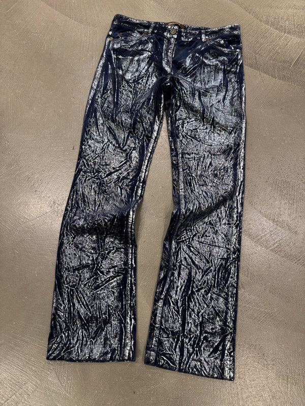 Roberto Cavalli waxed silver pants