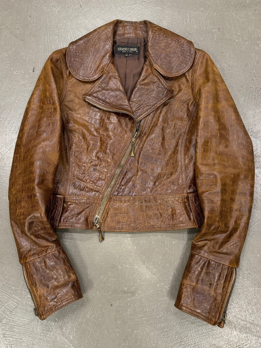 A/W2000 Roberto Cavalli crocodile embossed leather jacket