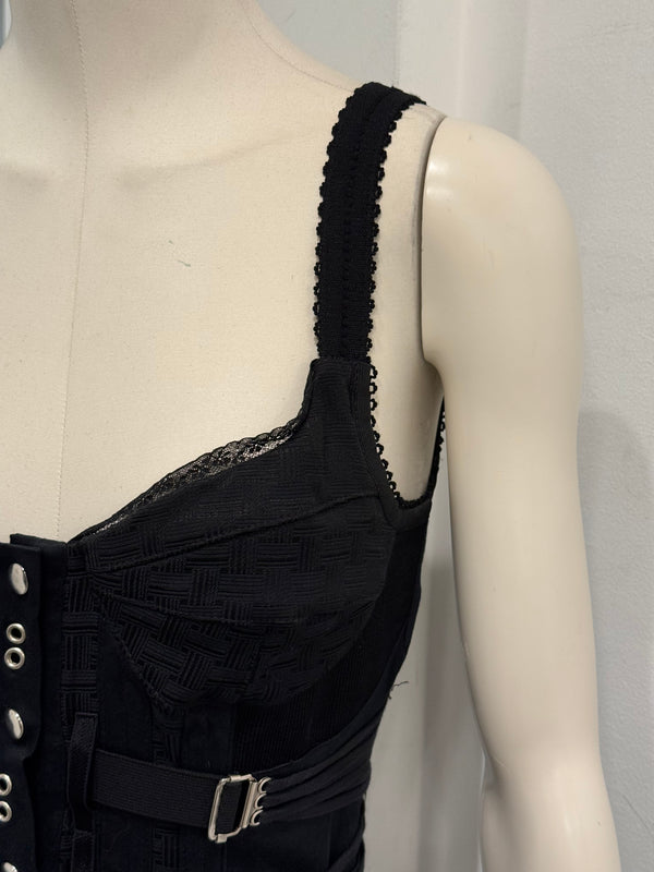 2003 Dolce & Gabbana eyelet corset bodycon bondage dress