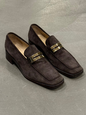 1996 Gucci by Tom Ford  logo suede loafers