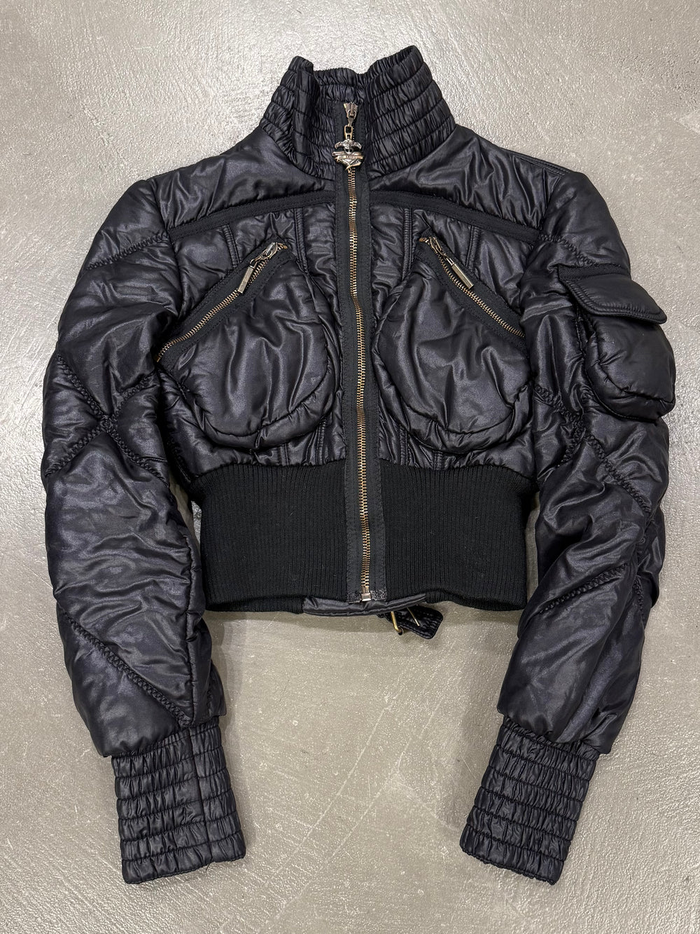 2000S Cavalli ultra-cropped cargo puffer jacket