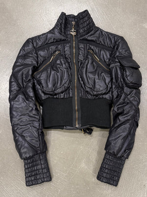 2000S Cavalli ultra-cropped cargo puffer jacket
