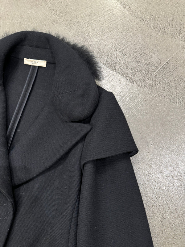 2000s Prada real fur wool coat