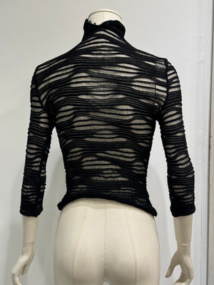 2000s Roberto Cavalli real fur transparent mesh knit